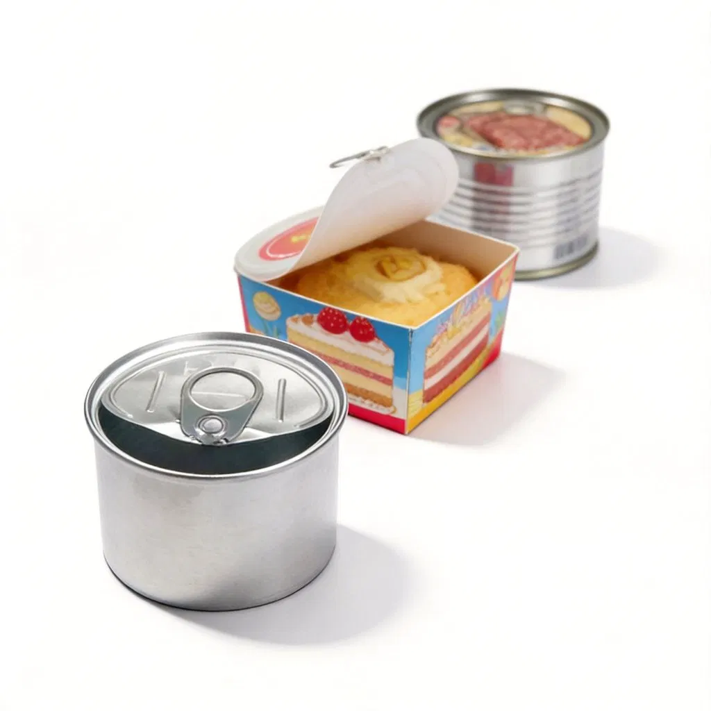 Lata de Metal com Abertura Fácil em Tinplate 73 *23mm Embalagem de Grau Alimentício para Bolos, Sobremesas e Carnes com Impressão em Cores Especiais CMYK