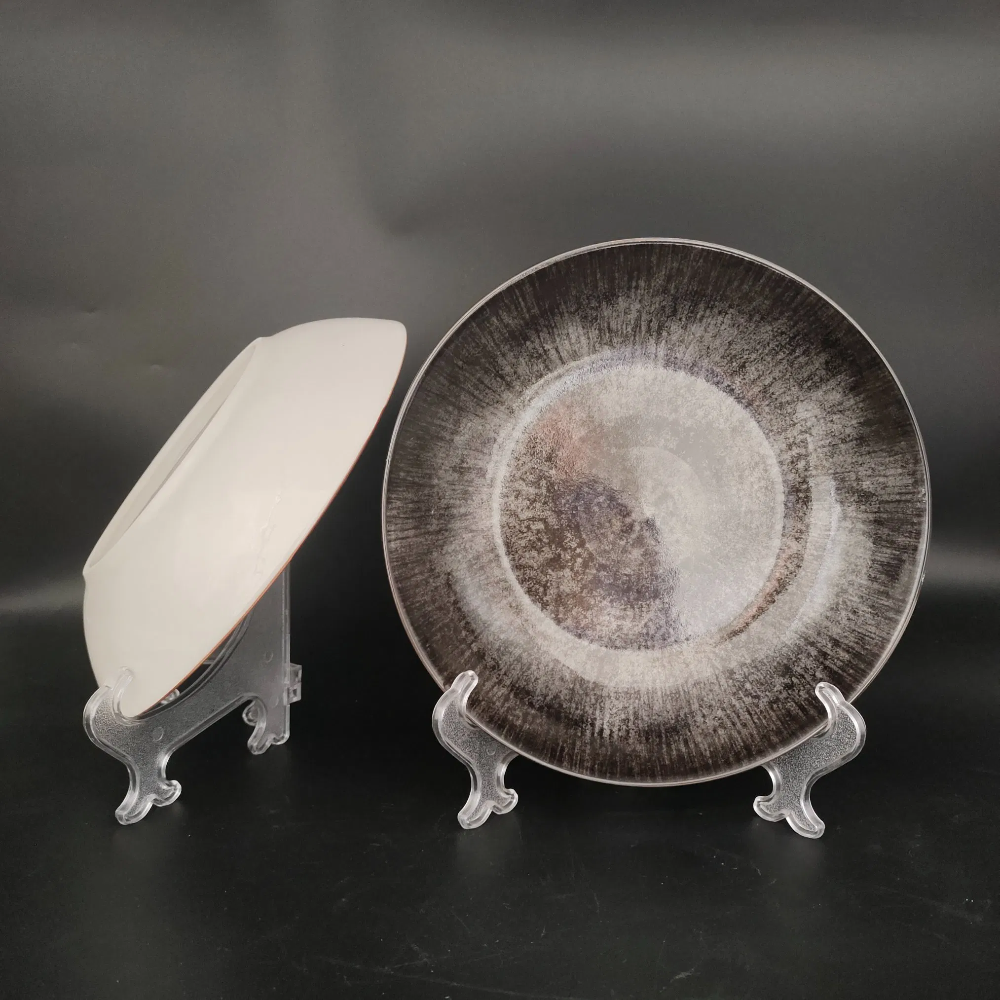 Placa de Jantar de Cerâmica com Esmalte Reativo Carvão Cósmico Serviço de Mesa