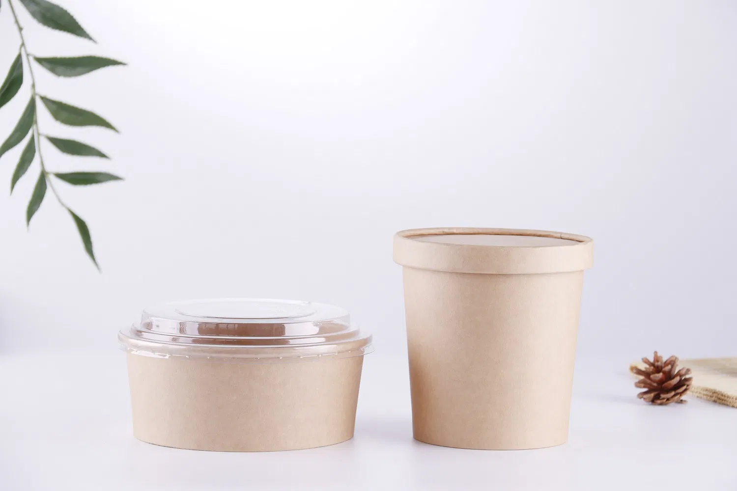Container de papel kraft para comida para viagem, salada, fruta, espaguete, frango frito