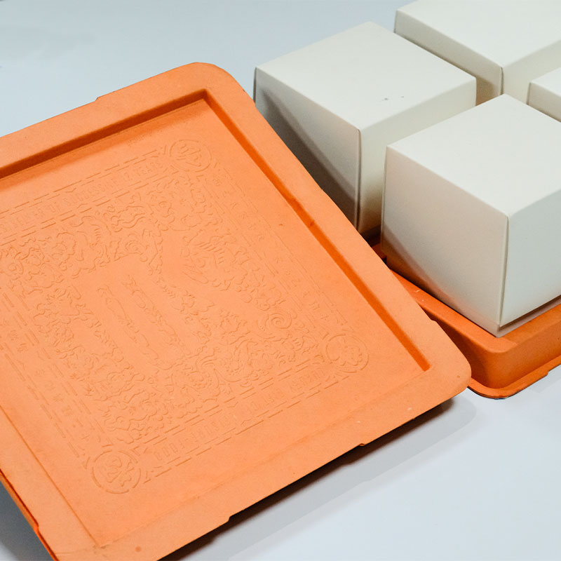 Caixa de Presente de Pastel Moldado de Polpa de Laranja - Embalagem de Padaria em Grau Alimentício
