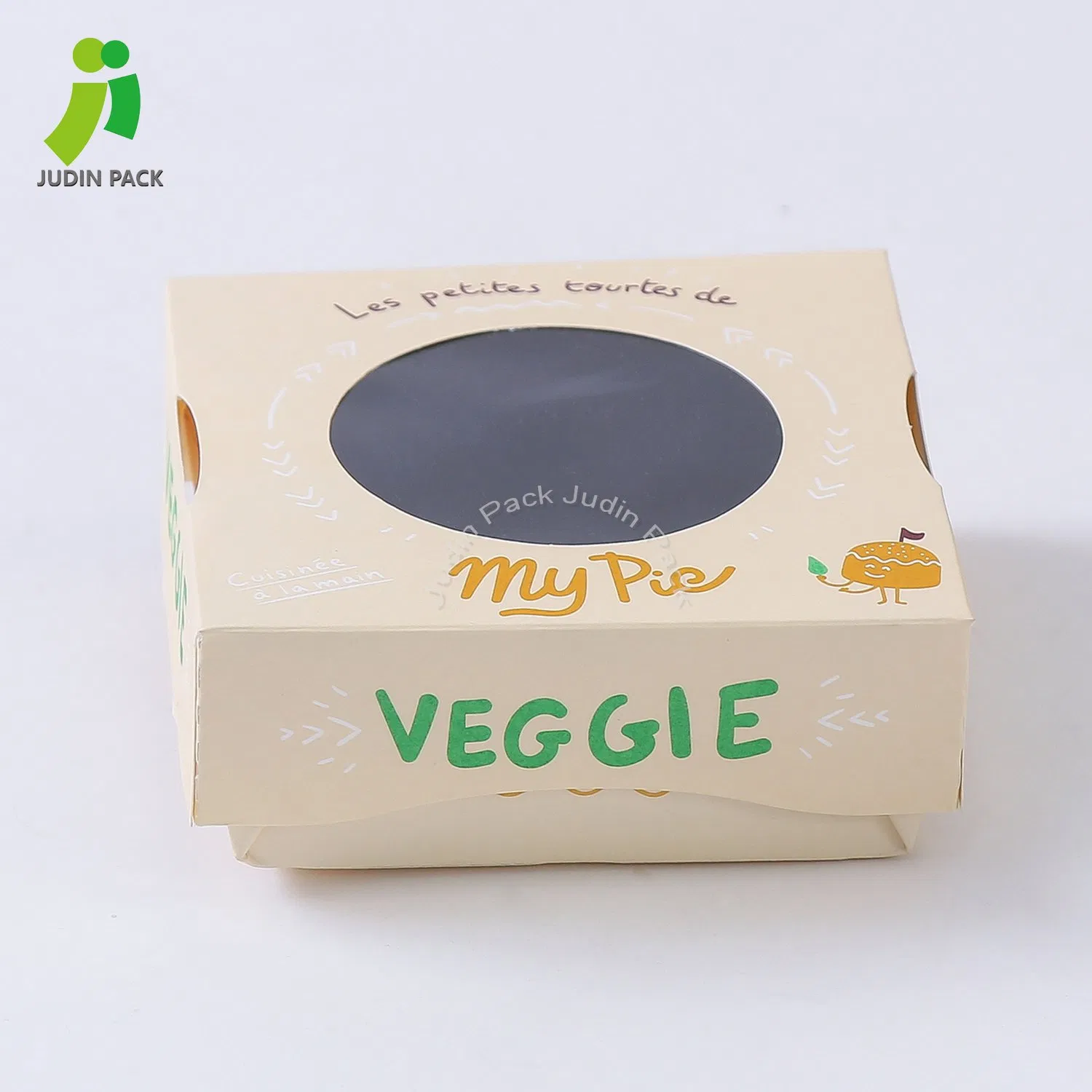Caixa de papel descartável para comida para viagem compostável com tampa de papel