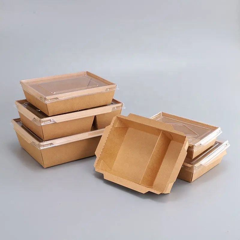 Container de Salada de Papel Kraft para Descarte para Viagem