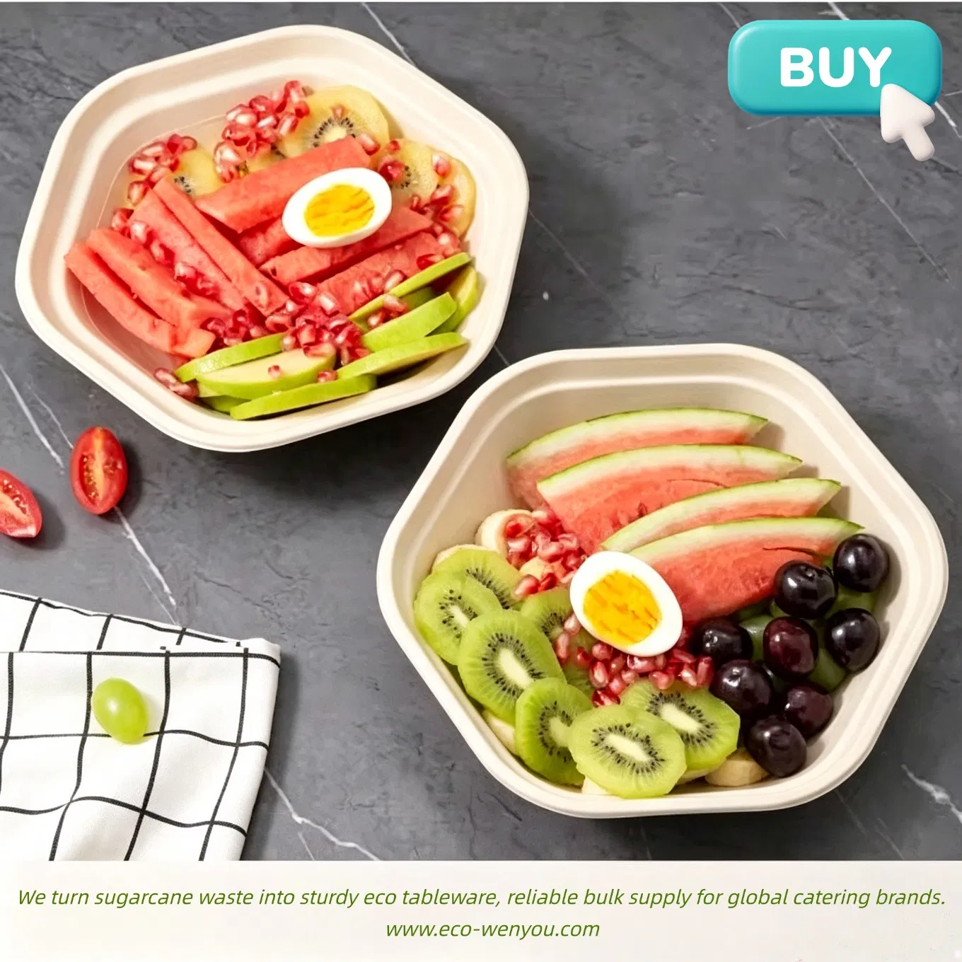 Bols de Papel de Salada Ecológicos de Bagasse de Cana-de-Açúcar para Viagem 350ml Recipiente de Embalagem para Restaurante