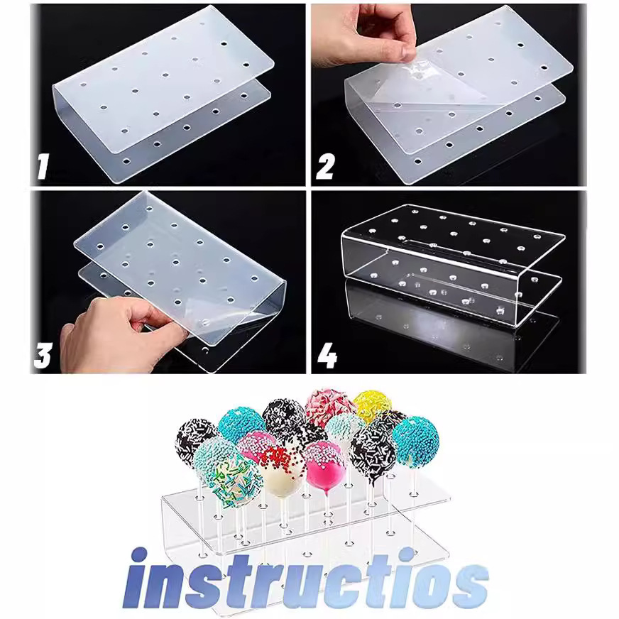 Conjunto de Moldes de Pirulito de Silicone por Atacado 12-Cavity com Palitos de Papel e Suporte de Exibição de Acrílico para Pirulito Moldes para Bolo