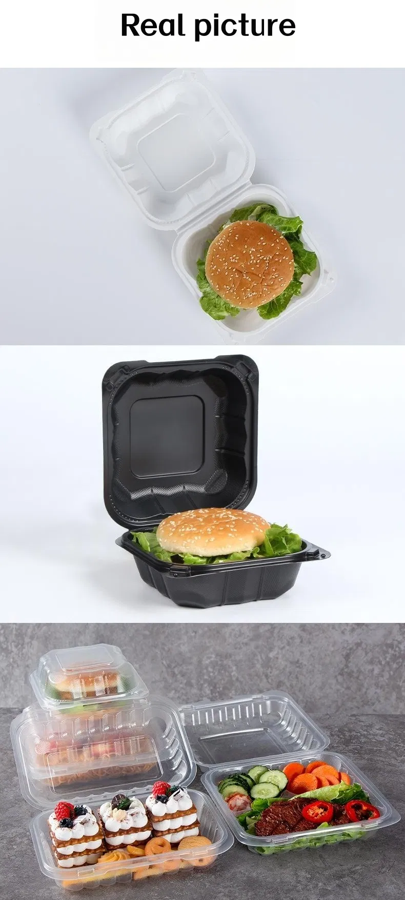 Caixa de Almoço para Viagem Descartável Estilo Americano 5.5*5.5 Polegada para Hambúrguer e Salada Caixa Grossa de Grau Alimentício para Fast Food