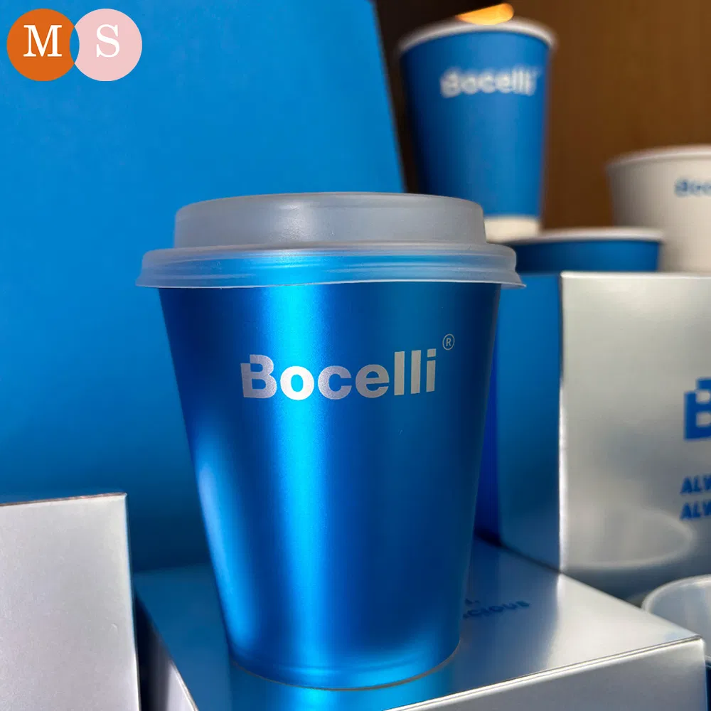 Copo de papel descartável de parede dupla ecológico de fábrica por atacado com logotipo e designs personalizados
