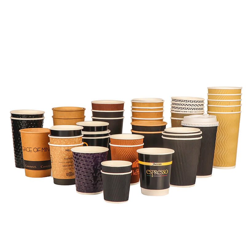 Copos de Papel Personalizados Copos de Café Atacado Descartáveis de Parede Ondulada Simples Dupla para Bebidas de Bolha Boba Chá de Leite para Bebidas Quentes Frias com Tampas 4 8 12 16 Oz