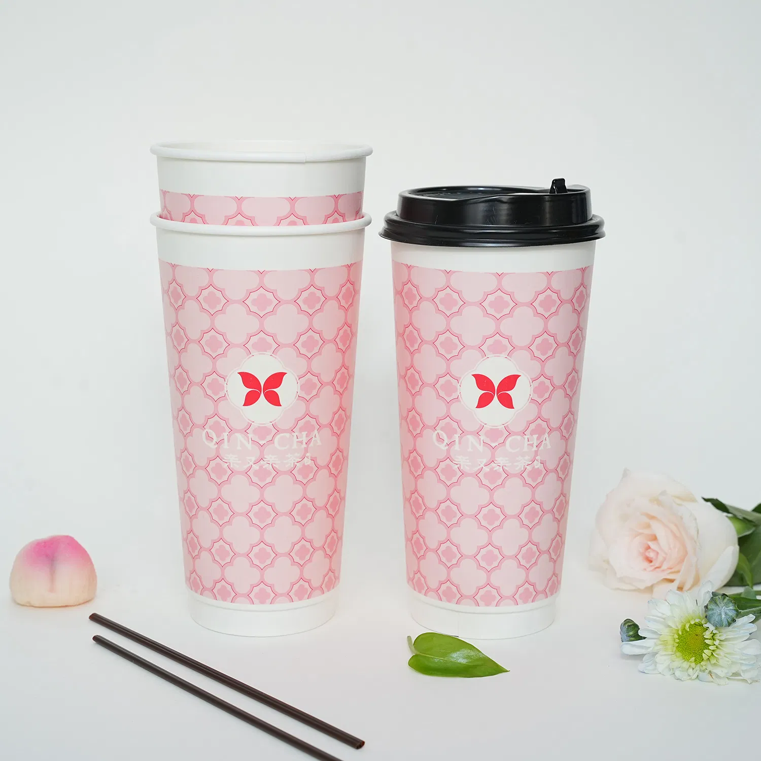 8oz/10oz/12oz/16oz/20oz/24oz Copos de Papel Biodegradáveis Descartáveis Impressos com Logo Copos de Café Quente Copos de Chá Copos de Papel Kraft de Parede Dupla e Simples com Tampa