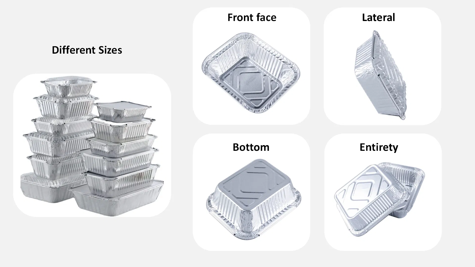 Container de Alumínio Descartável Personalizado Prata para Alimentos com Tampa de Papel