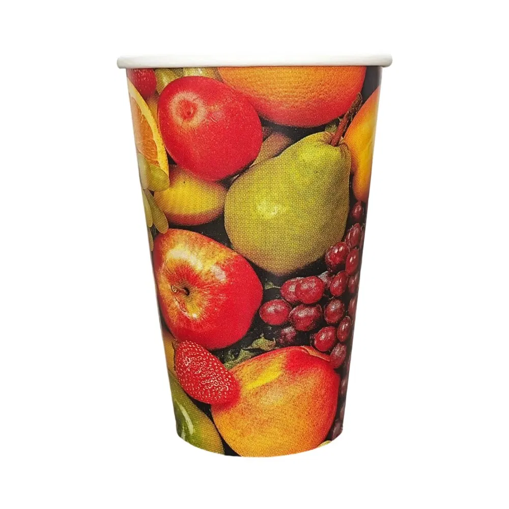 Atacado de Fábrica 12 Oz Copo de Papel Biodegradável Descartável para Suco de Fruta Bebida Fria