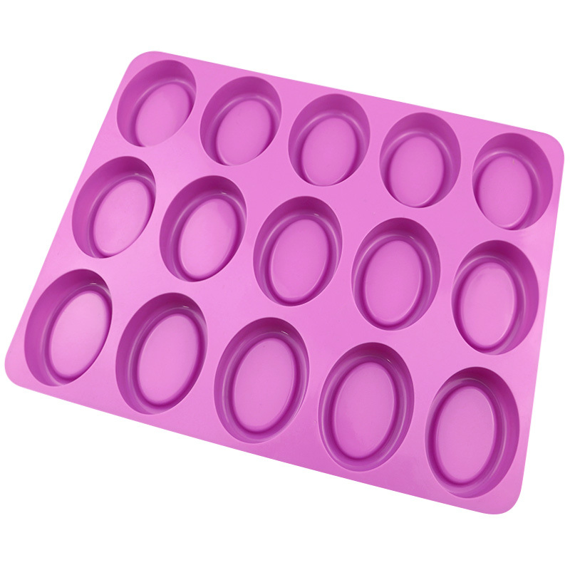 15 Molde de Sabão Artesanal em Silicone em Forma de Buraco ou Oval, Molde de Bolo em Silicone, Grau Alimentício, Molde de Bolo em Silicone Sem Bisfenol A, Molde de Sabão em Silicone