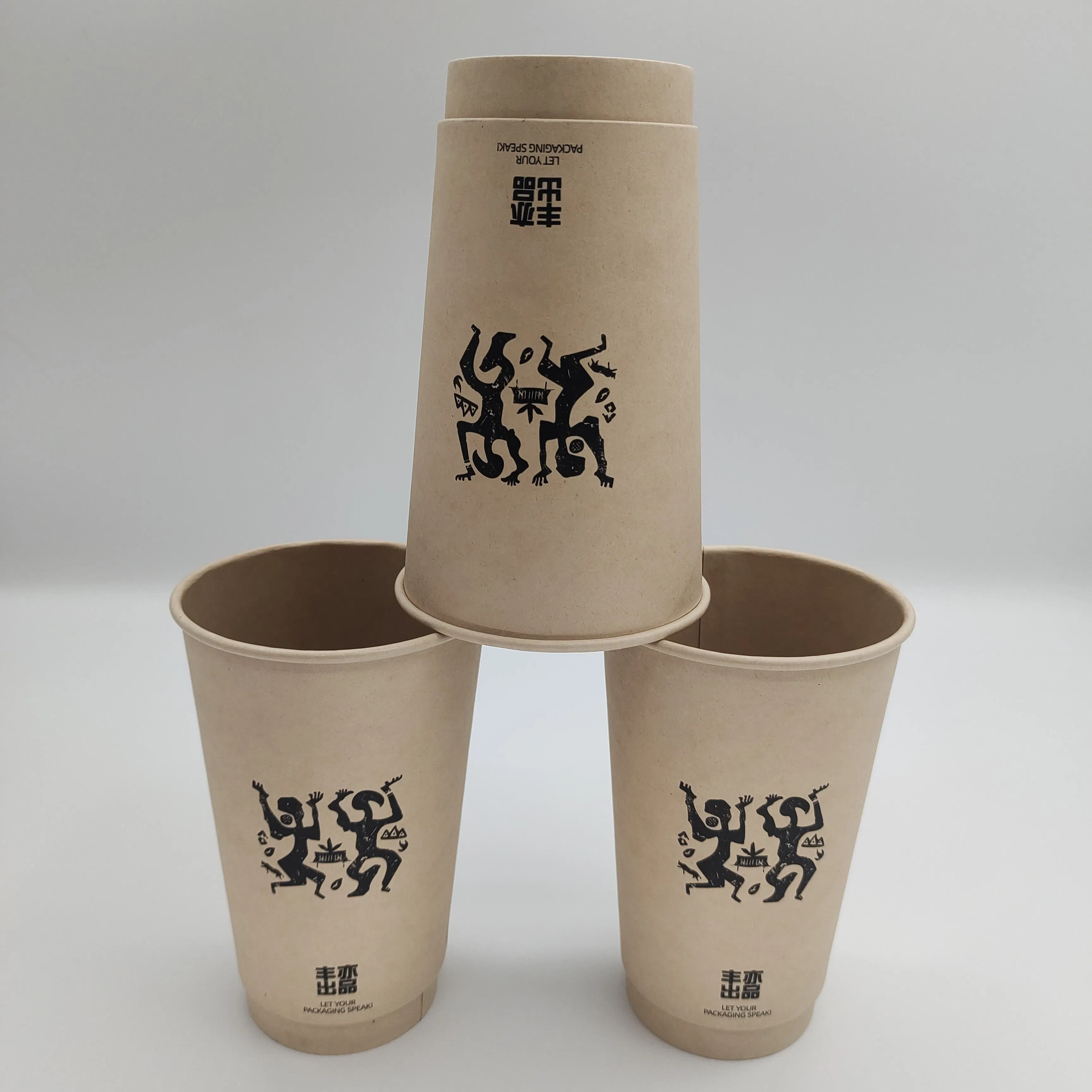 Levar Copos de Papel Descartáveis Personalizados Ecológicos da China para Bebidas Quentes e Frias Duplos e Simples Atacado com Tampas 4oz-16oz