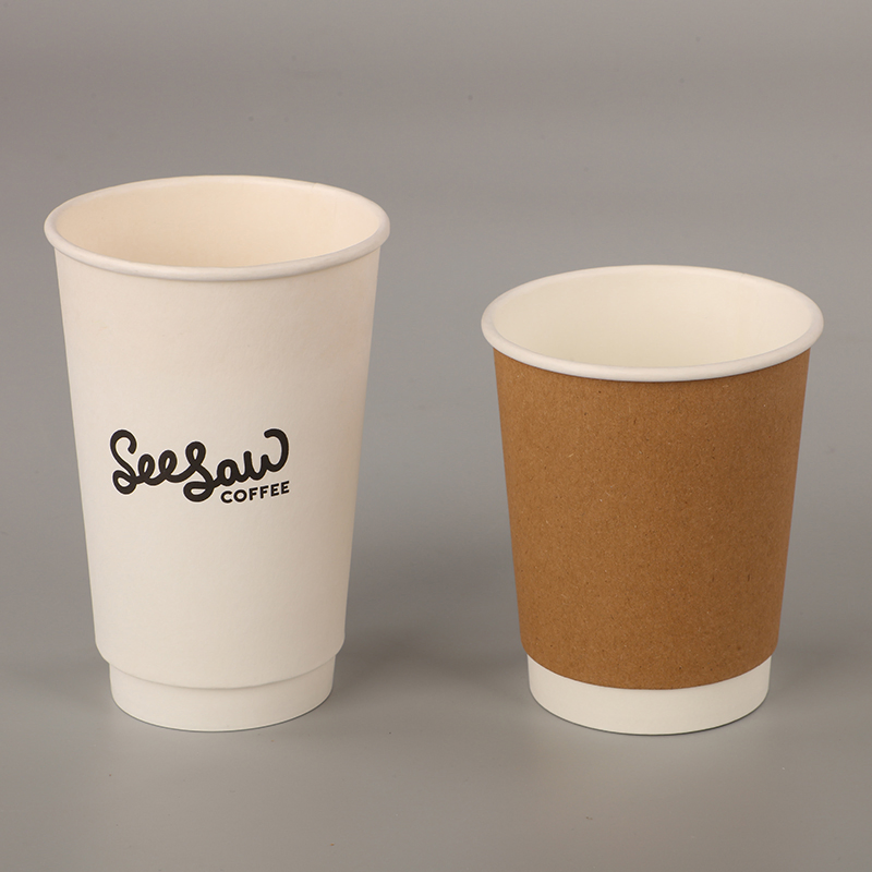 Copos de Papel Dupla Parede para Bebidas Quentes e Frias Personalizados Descartáveis Impressos ODM OEM Sem Pfas à Venda 8oz 10oz 12oz 16oz 22oz 24oz 26oz Revestidos de PLA PE