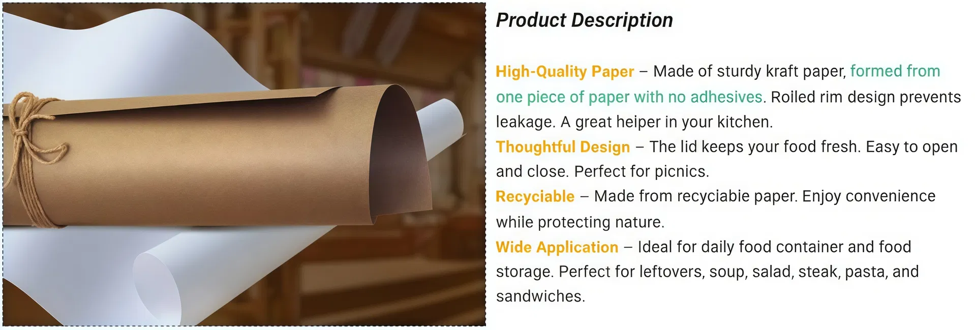 Tamanhos de copos de papel kraft descartáveis