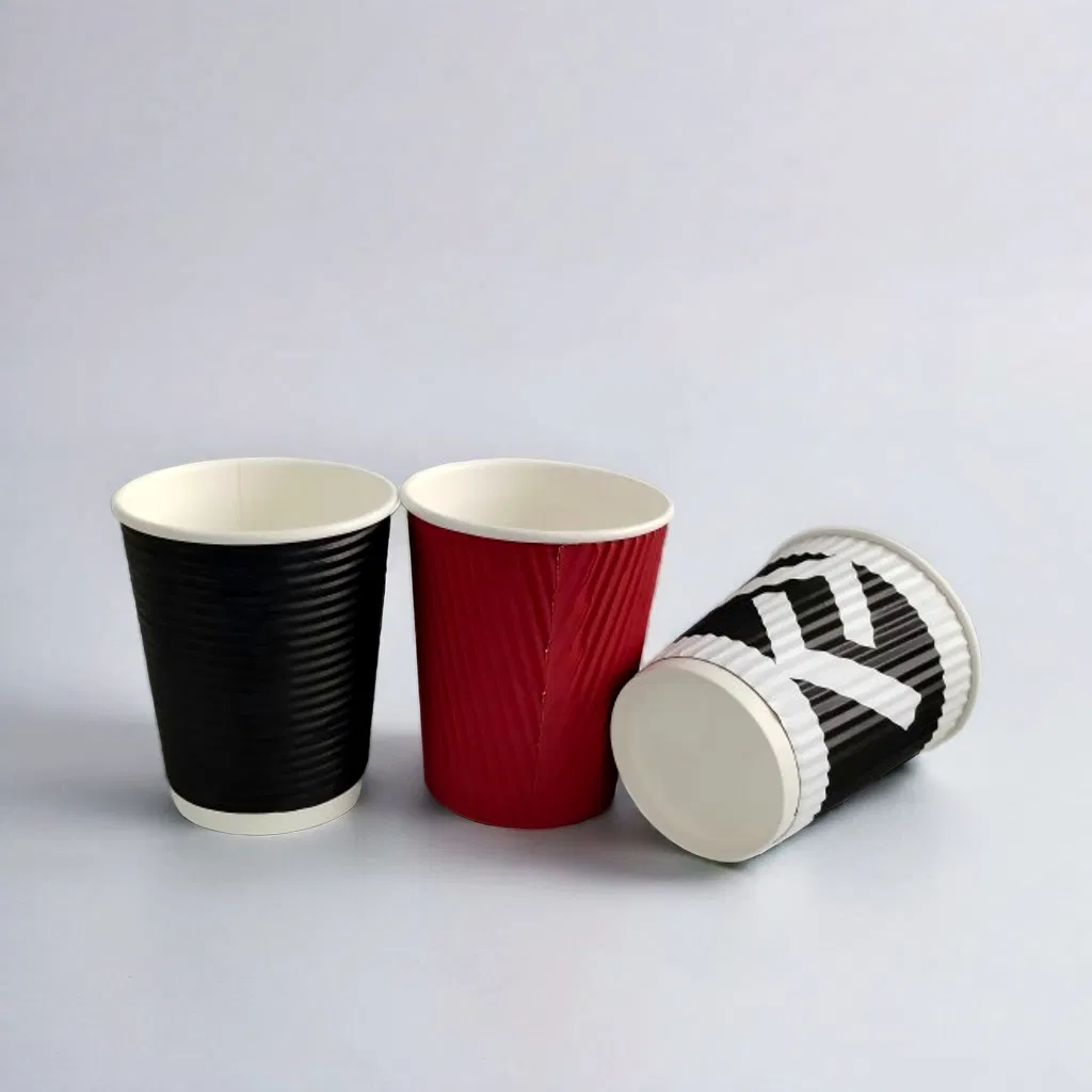 Impressão Personalizada Copo de Papel Kraft Descartável de Parede Simples e Dupla para Bebidas Quentes Copo de Café de Papel Corrugado