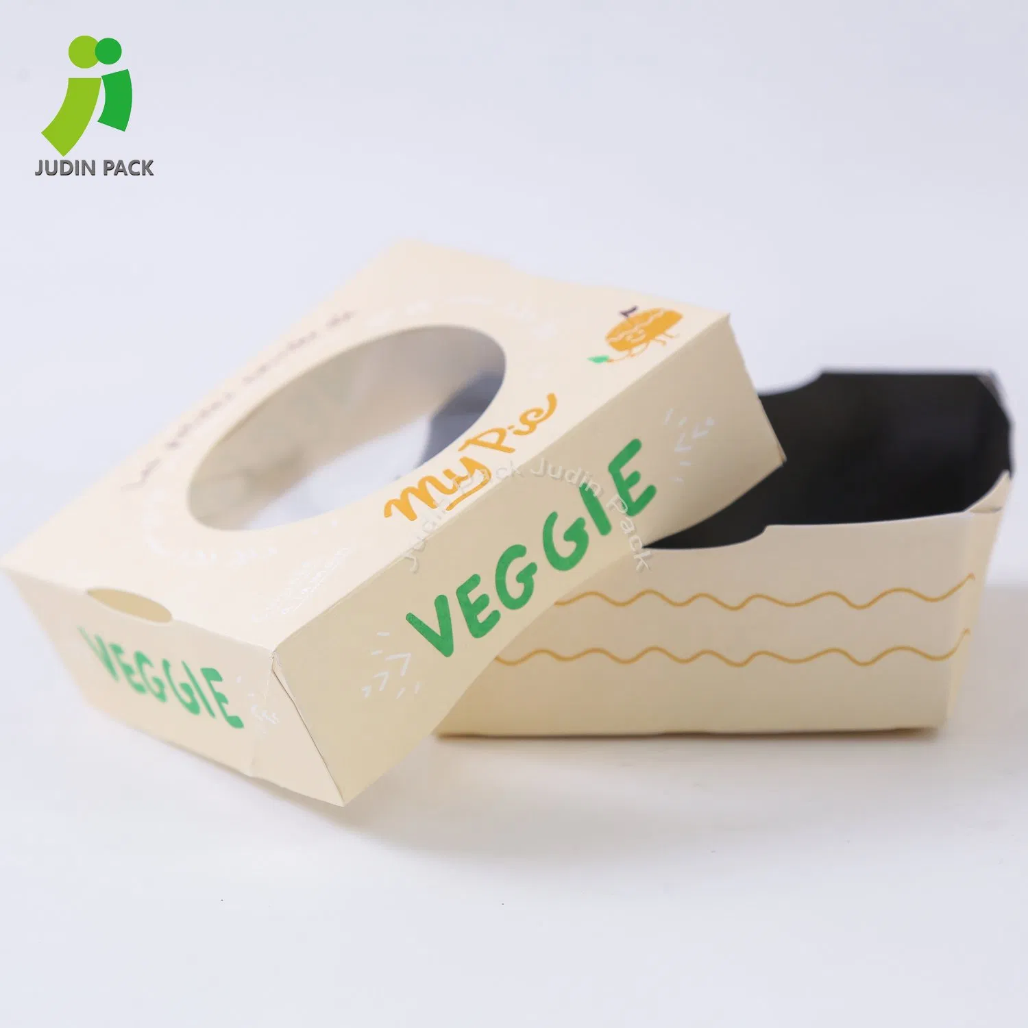 Caixa de papel descartável para comida para viagem compostável com tampa de papel