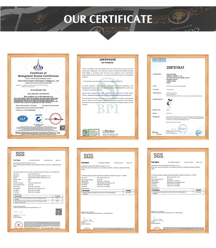 Certificados de Qualidade do Produto