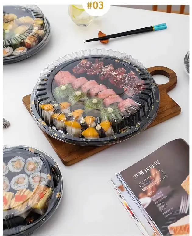 Bandeja de plástico descartável para sushi