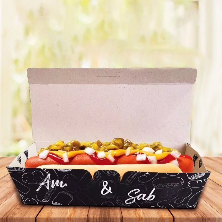 Salsicha Takeout Design personalizado Hot Dog embalagem Box Takeout Food Caixa com tampa