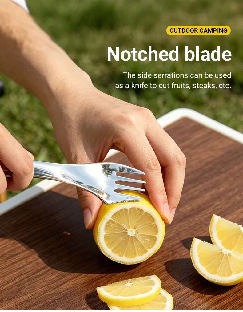 3-in-1 Colher Garfo Spork de Aço Inoxidável Design Contemporâneo Talheres Combo Cabo Longo Não Tóxico para Camping Cozinha
