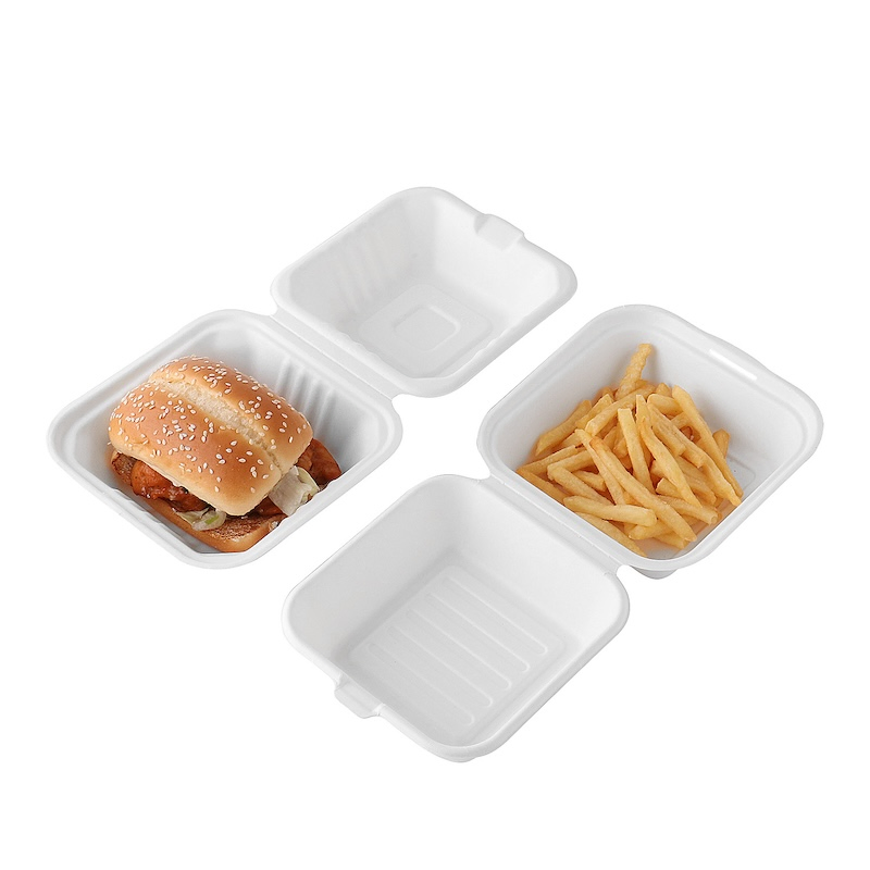 100% Caixa de Papel de Descarte Compostável de Cana-de-Açúcar com Tampa para Alimentos em Bagasse