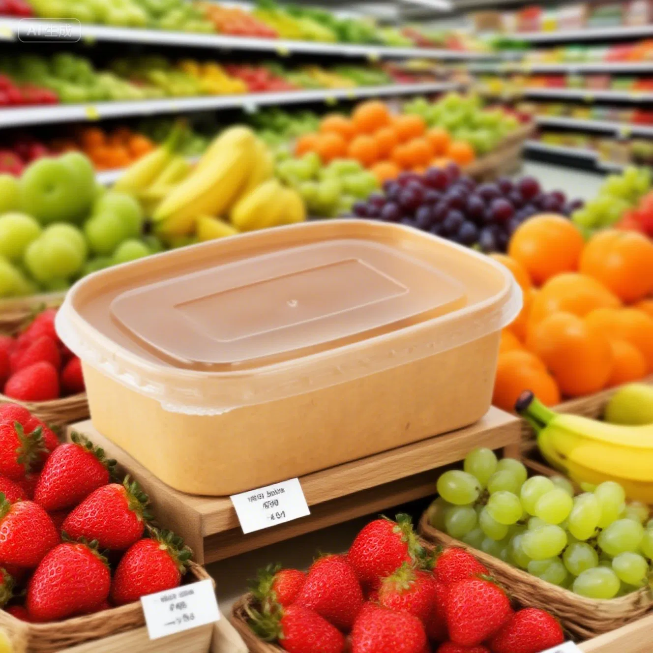 Container de Papel Kraft Ecológico para Embalagem de Alimentos, Container para Sopa, Salada