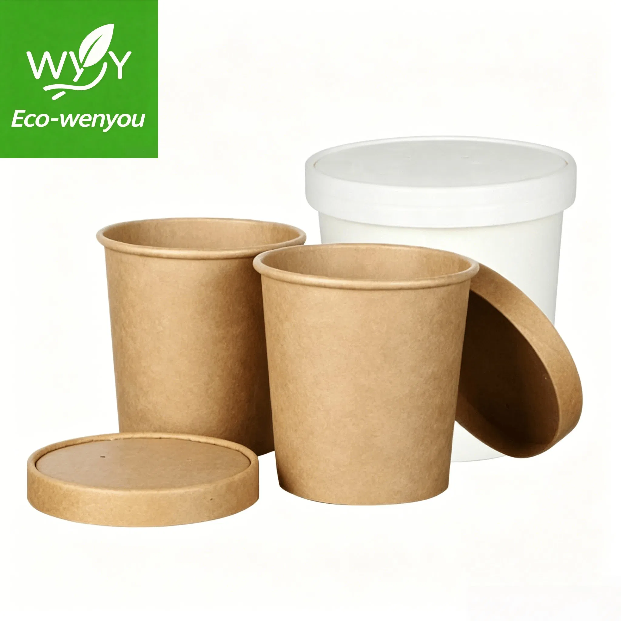 Fornecedor da China 8-32 Copo de Papel Kraft de Dupla Camada Corrugado de Grau Alimentício com Tampas para Arroz, Sopa e Caixa de Almoço para Viagem - Fabricante de Copos Descartáveis