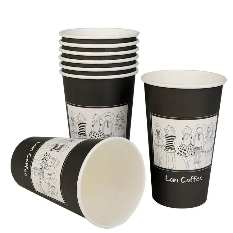 8oz 12oz 16oz 20oz Copo de Café Biodegradável à Base de Água com Dupla Parede e Parede Ondulada para Bebidas Frias e Quentes