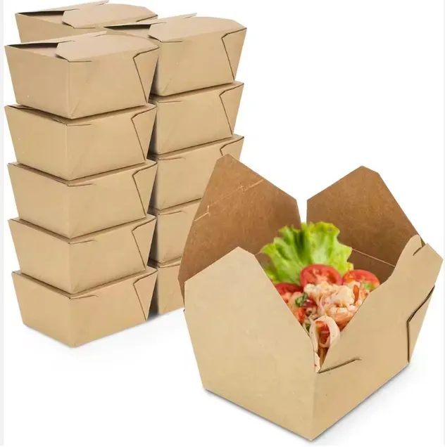 Caixa de Embalagem para Salada de Alta Qualidade, Ecológica, Descartável, de Papel Kraft