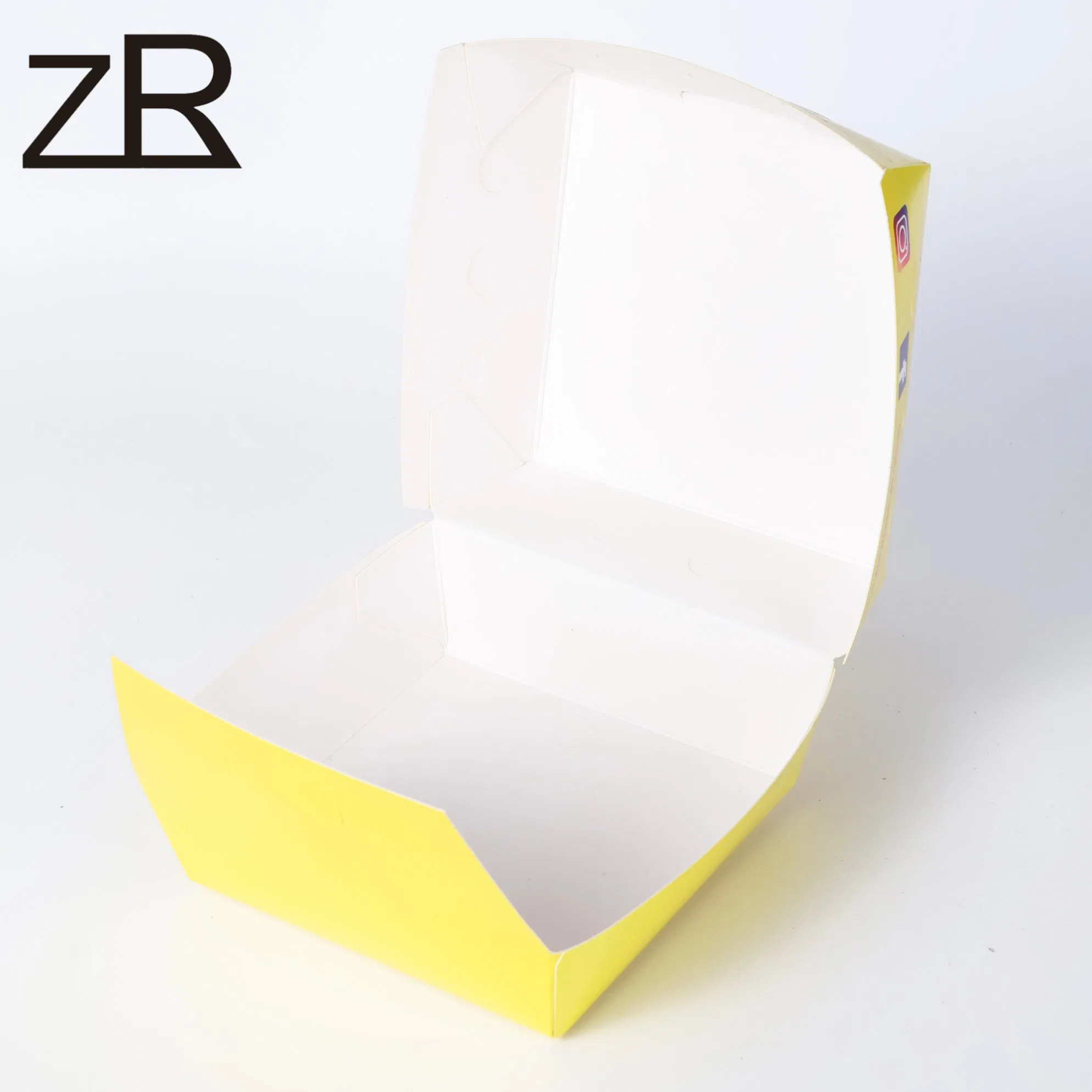 Caixas de Papel para Batatas Fritas Recicladas Impressas Personalizadas para Fast Food Embalagem de Hambúrguer Container para Levar Caixa de Comida