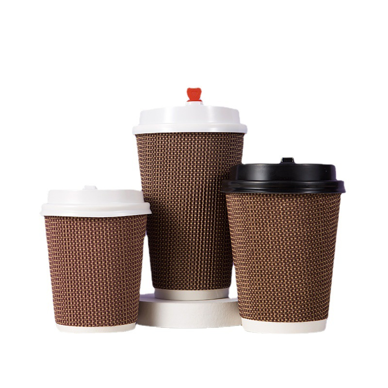 Copos de papel ondulado descartáveis e biodegradáveis para café, copos descartáveis para chá