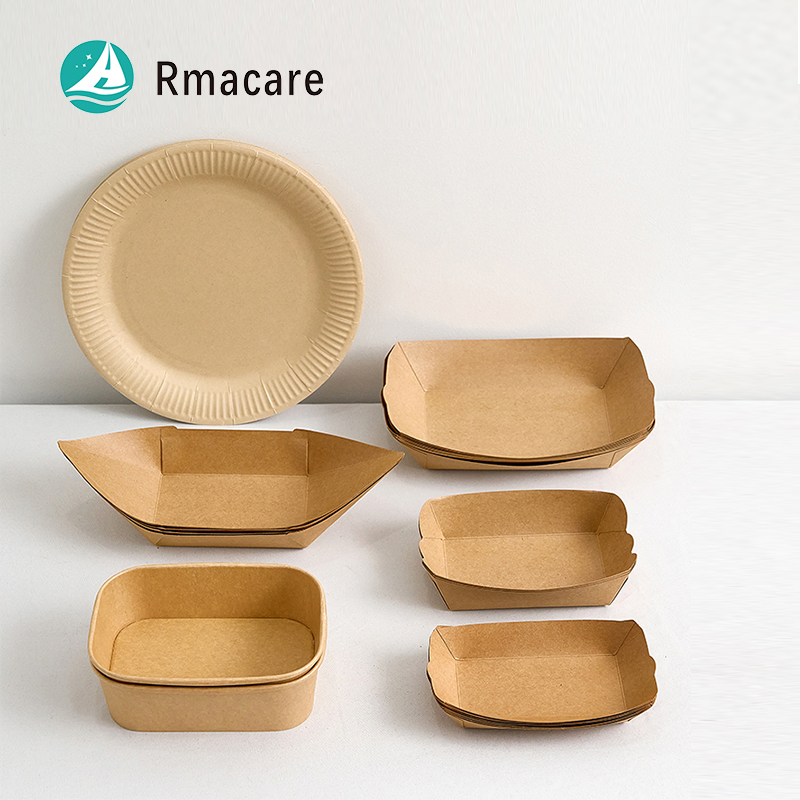 Caixas de papel kraft personalizadas para sushi, batatas fritas, ovos, fast food, porções de batatas fritas, puff, levar, estampagem