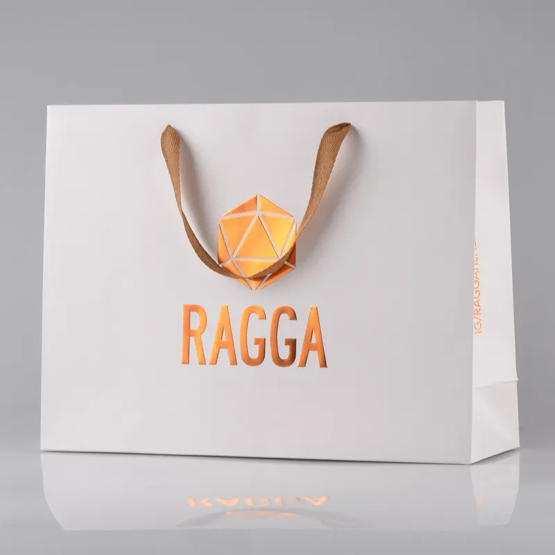 Embalagem de Roupas de Luxo Personalizada para Compras, Sacola de Papel para Presentes com Seu Próprio Logo