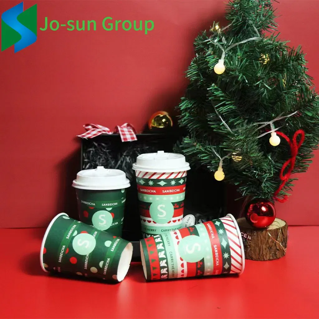 Tema de Decoração de Aniversário Ecológica Copo de Papel Descartável para Chá, Café, Leite de Soja e Bebidas Quentes com Tampa