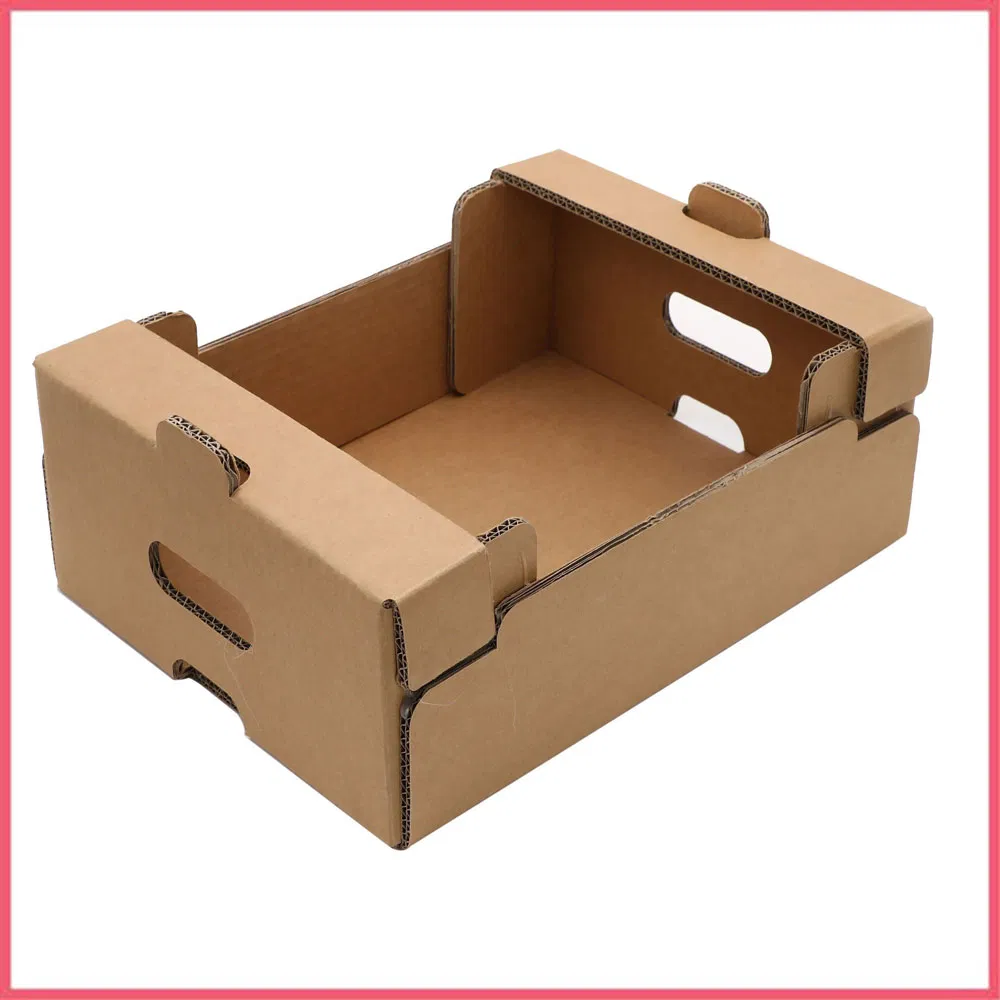 Caixa de papelão ondulado impresso para embalagem de frutas e vegetais como cereja, abacate, abacaxi, tomate, laranja, maçã, limão, manga e banana