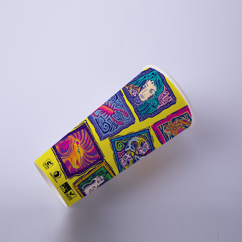 PE 22oz Copo de Papel Personalizado de Parede Simples com Tampa para Bebida Quente Fria
