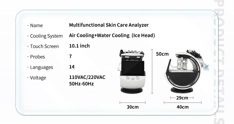 7 in 1 Hydrodermabrasion Facial Machine Skin Scrubber RF Tightening Oxygen Spray Skin Rejuvenation with Ai Analyzer