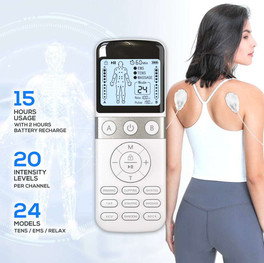 AsTec Physical Therapy Equipment Tens Machine Physiotherapy EMS Pulse Dual Channel Body Massager Muscle Stimulator Pain Relief