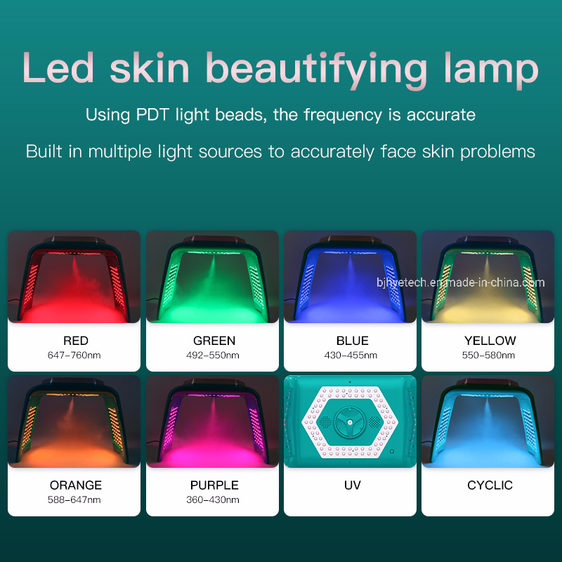 Top Sale Professional 8 Colors PDT LED Bio Red Light Therapy Facial Anti-Wrinkle Skin Rejuvenation Beauty Device with CE
