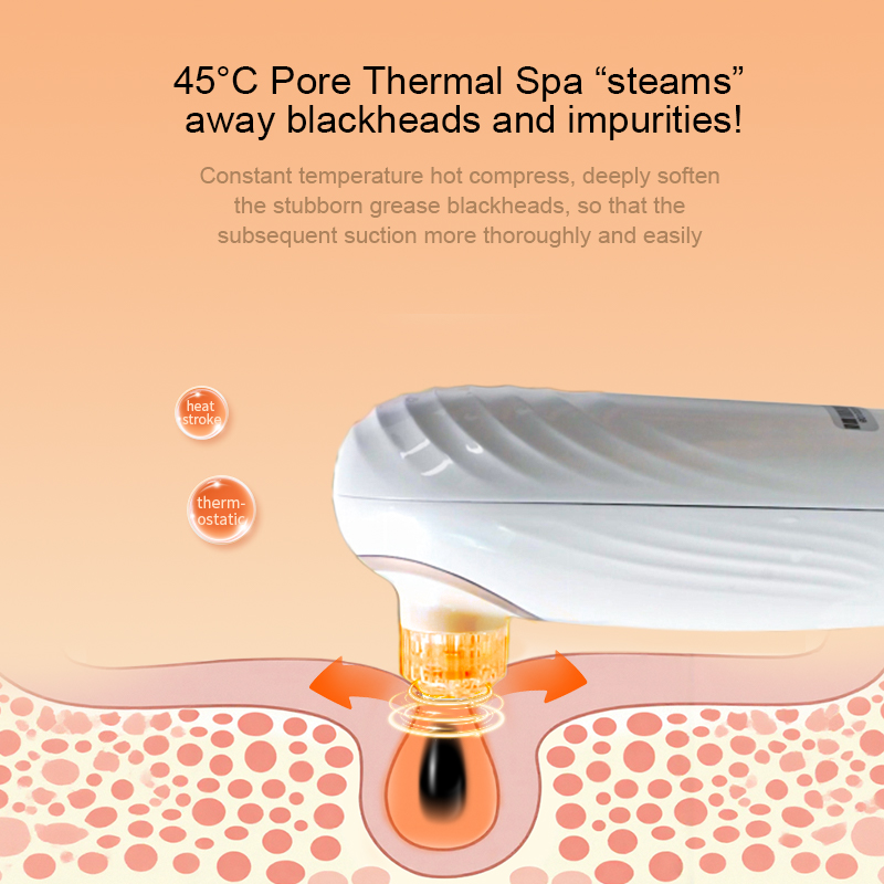 2025 New Arrival ABS Hand Held Vacuum Pore Cleaner Blackhead Remover USB-C Charging 60X Magnification 4 Suction Heads Adjustable