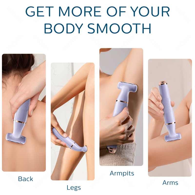 A1 Lilac Ladies Epilator Battery Powered Wet Shaver for Hair Removal Painless French English Household Use