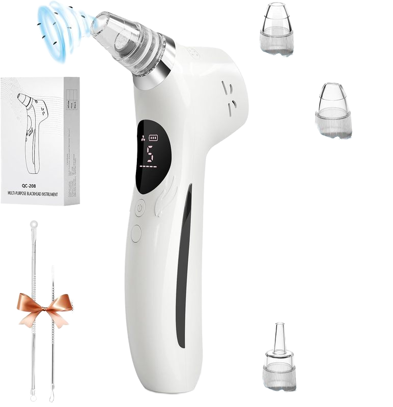 High Quality USB Facial Home Use Blackhead Extractor Remover Pore Vacuum Rechargeable with 5 Suction Heads Made of Plastic
