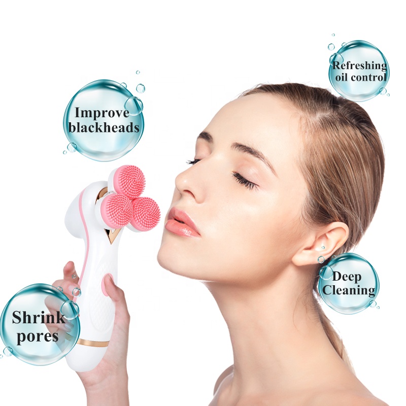 Liman Electric Sonic Wireless Facial Cleansing Brush 3-in-1 Handheld Silicone Beauty Tool Nose Lip Whitening IPX7 Waterproof
