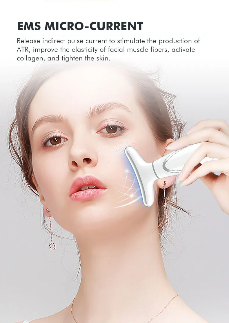 4 Colors LED Light Therapy Microcurrent Face Lifting Double Chin Removal Neck Beauty Device