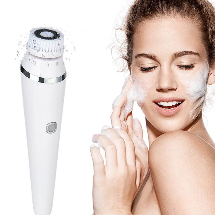 Rechargeable Electric Hand Held Facial Face Scrub Wash Cleanser Sonic Vibration Massager Brush Exfoliation Silicone Face