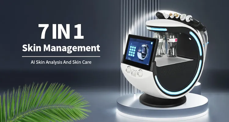 7 in 1 Hydrodermabrasion Facial Machine Skin Scrubber RF Tightening Oxygen Spray Skin Rejuvenation with Ai Analyzer