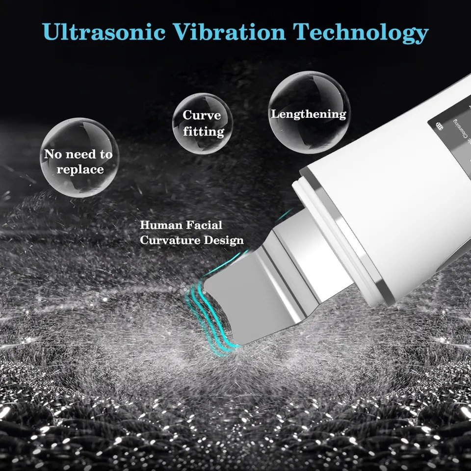 Professional Electric Rejuvenation Beauty Face Care Ultrasonic Facial Spatula Blackhead Remove Pore Cleanse Peeling Exfoliator Skin Scrubber