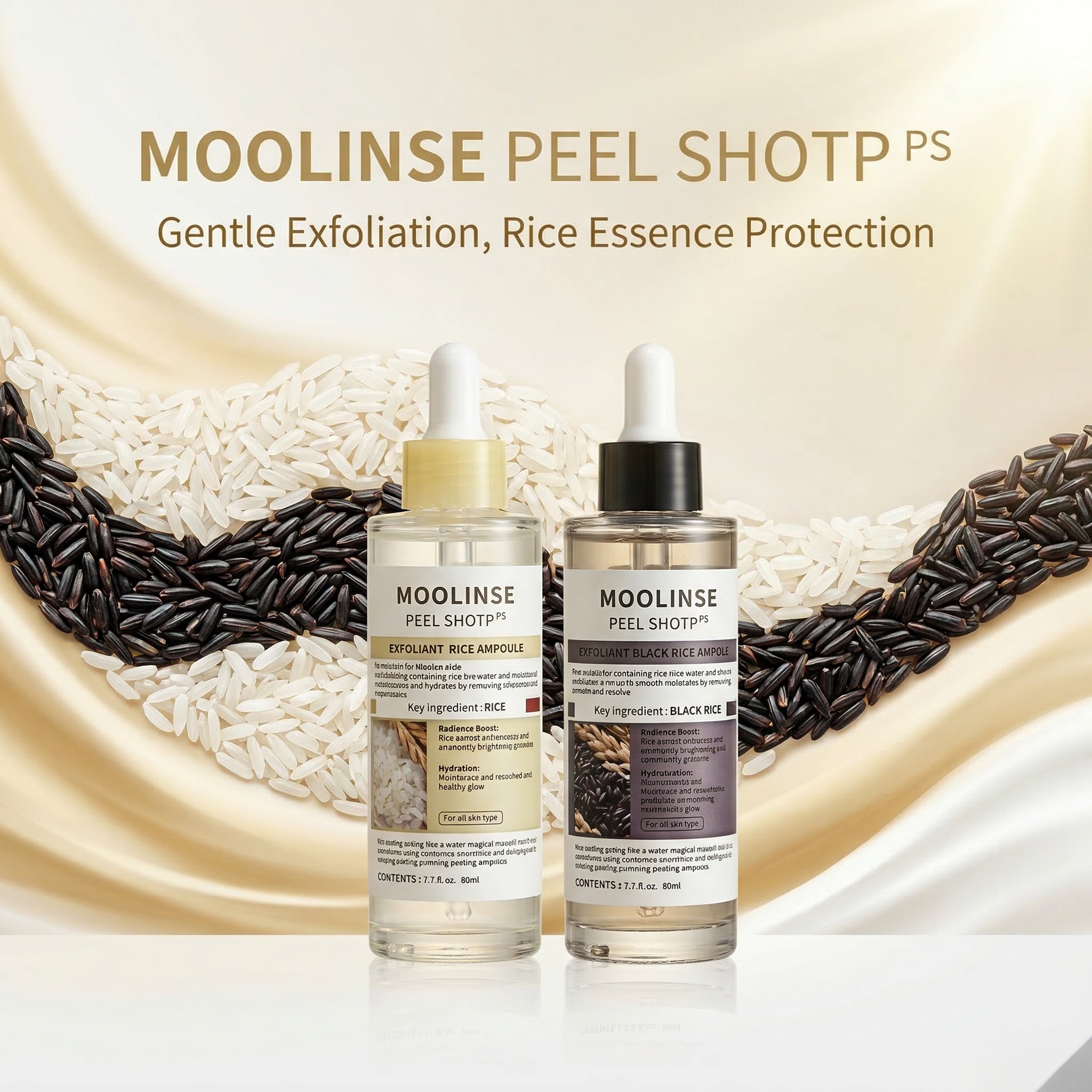 White Black Rice Liquid AHA Hyaluronic Acid For Face Exfoliation Dead Skin Removal Pore Shrinking Blackheads Removal-80ml Home