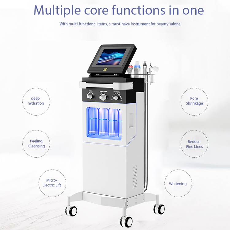10-in-1 Oxygen Jet Peel Beauty Machine Skin Rejuvenation Whitening RF Aqua Skin Scrubber Salon Facial Machine for Face Use