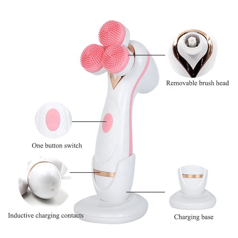 Liman Electric Sonic Wireless Facial Cleansing Brush 3-in-1 Handheld Silicone Beauty Tool Nose Lip Whitening IPX7 Waterproof